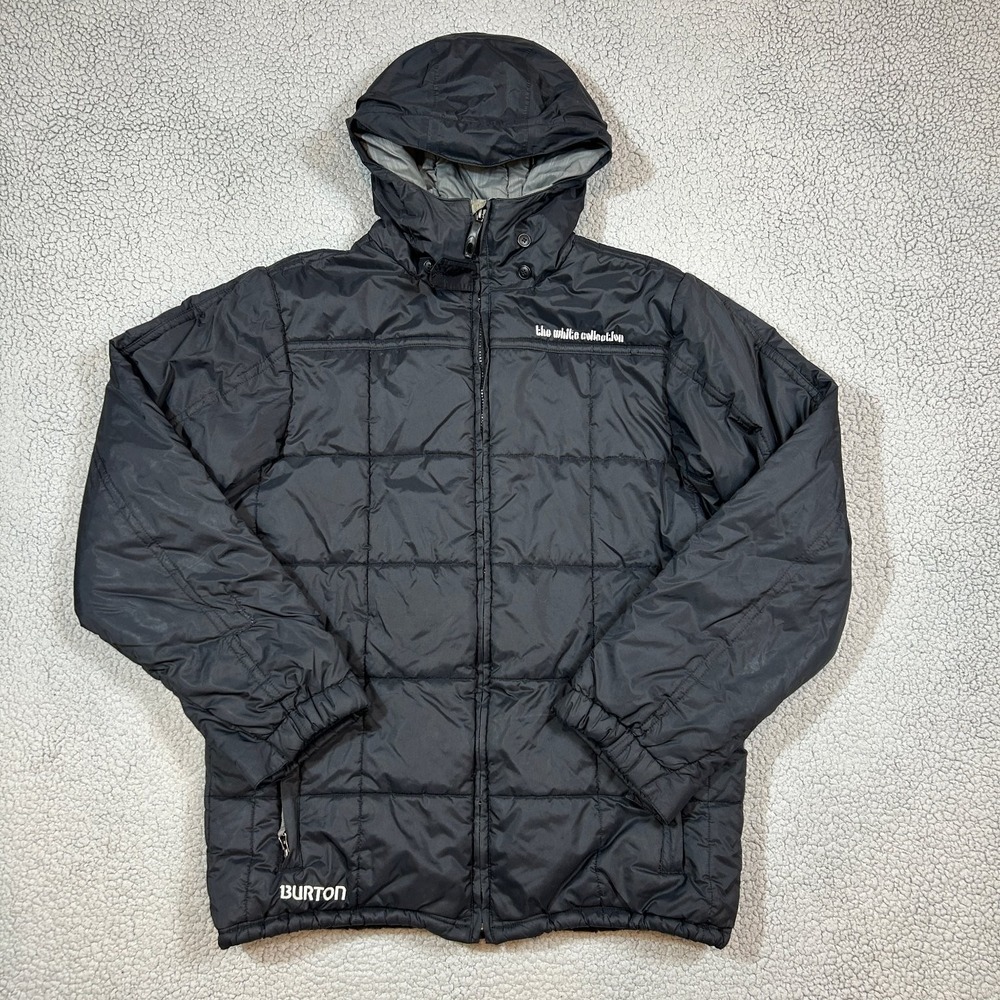 Burton The‎ White Collection Men's Large Black Hooded Puffer Jacket Insulated